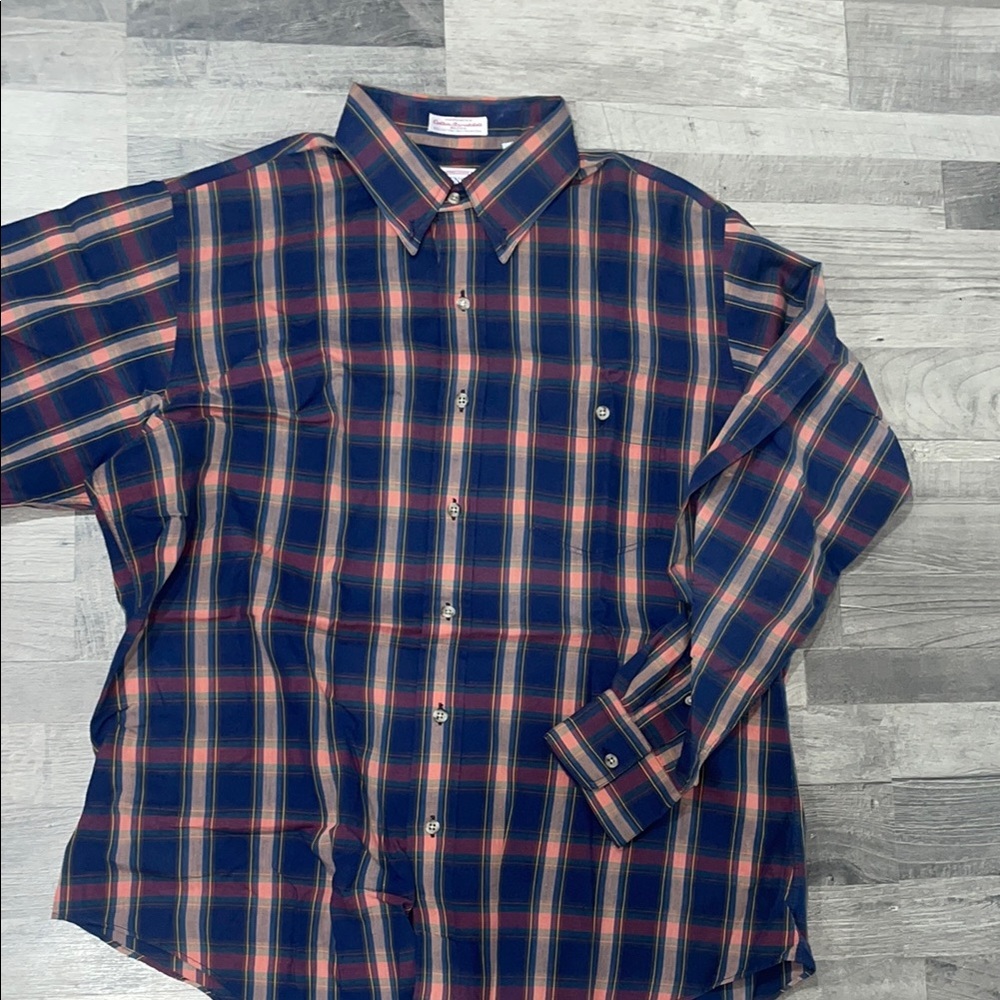 Men's Blue and Red Plaid Shirt